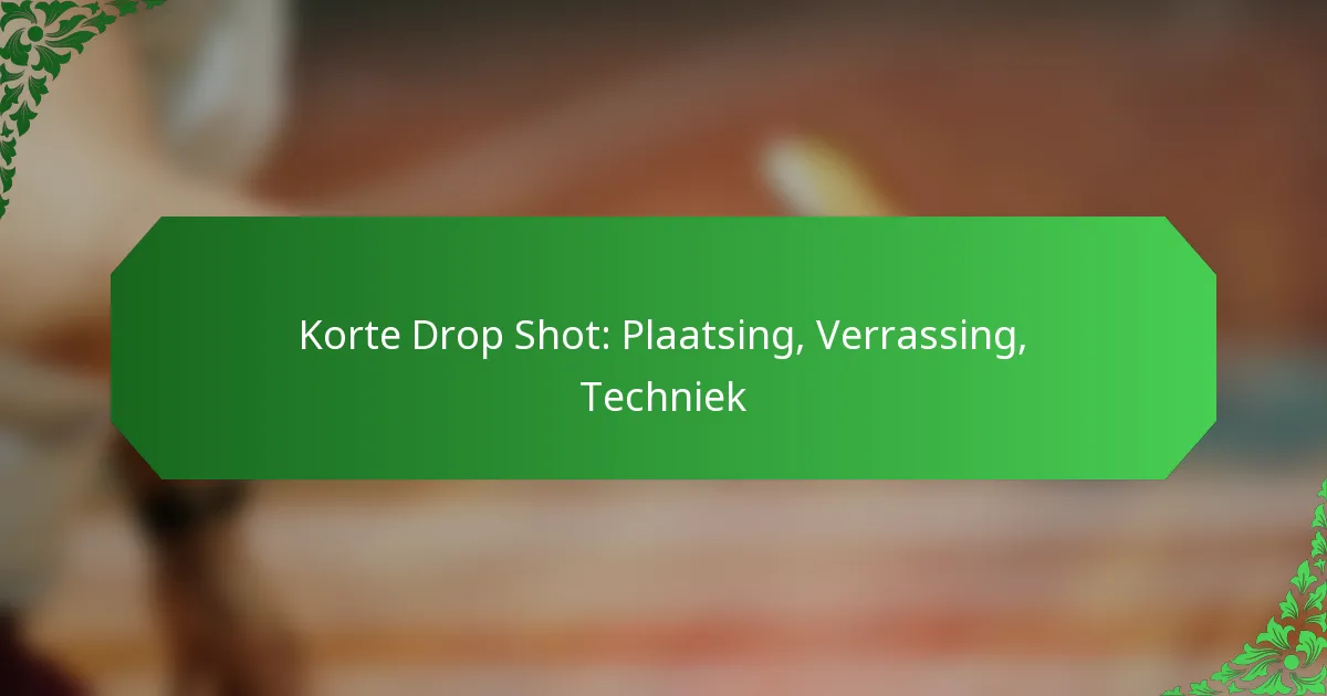 Korte Drop Shot: Plaatsing, Verrassing, Techniek