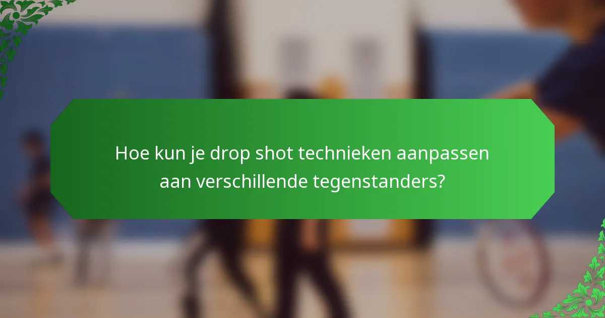Hoe kun je drop shot technieken aanpassen aan verschillende tegenstanders?