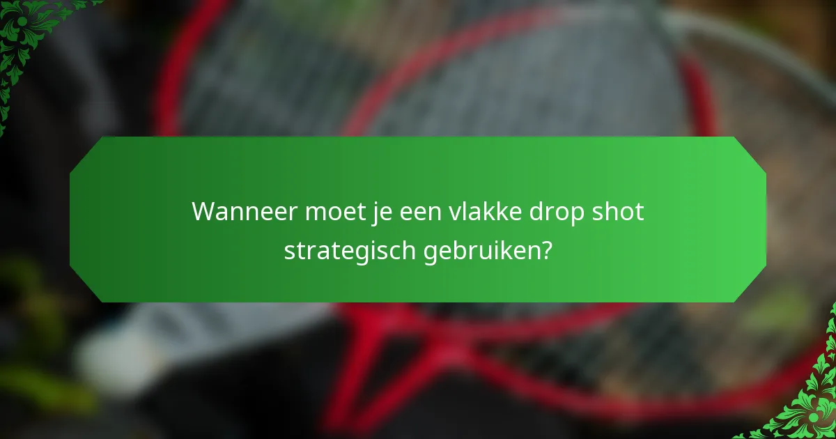 Wanneer moet je een vlakke drop shot strategisch gebruiken?