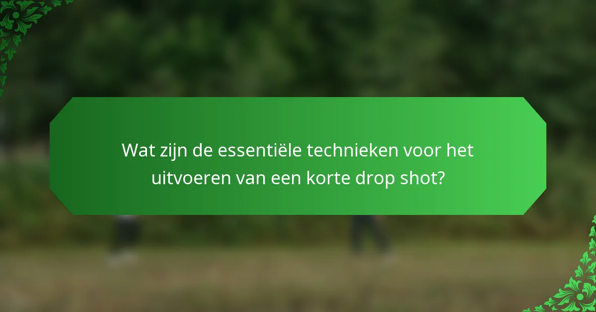 Wat zijn de essentiële technieken voor het uitvoeren van een korte drop shot?