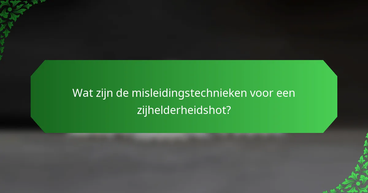 Wat zijn de misleidingstechnieken voor een zijhelderheidshot?